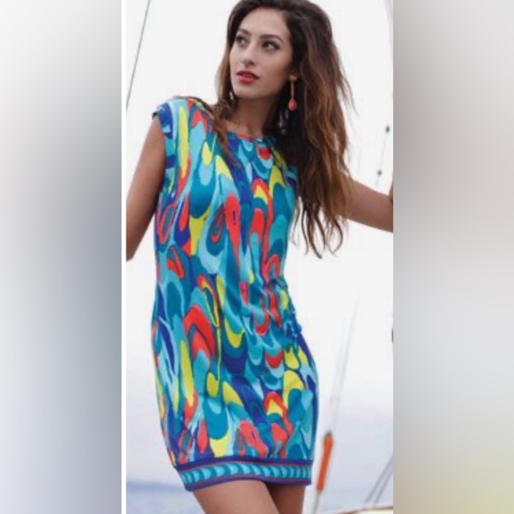 Trina Turk Swirl Multi Color Print Sheath Dress